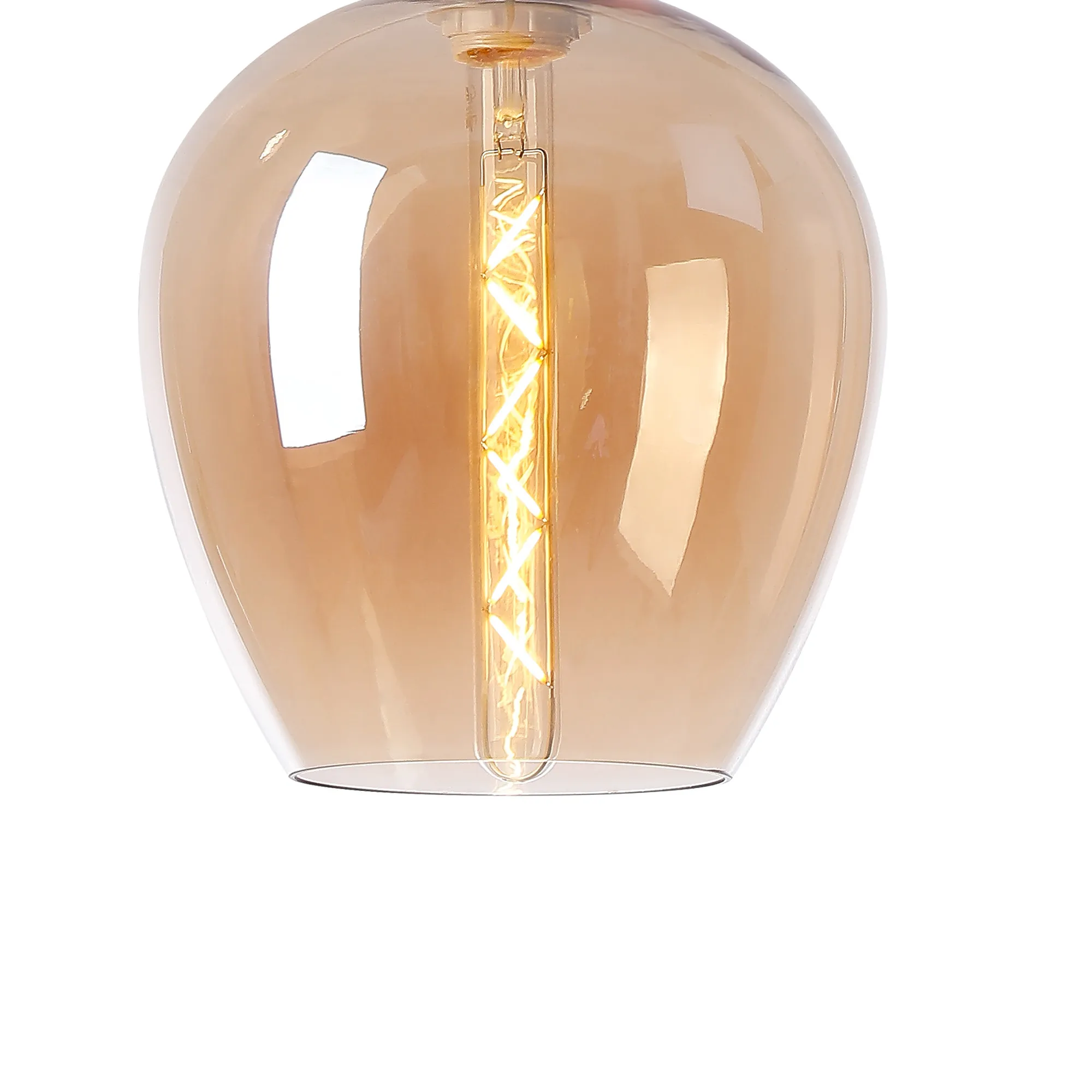 Cawdor Single Pendant, 1 Light E27, Gun Metal/Black/Amber Wine Glass DK1101  Deco Cawdor